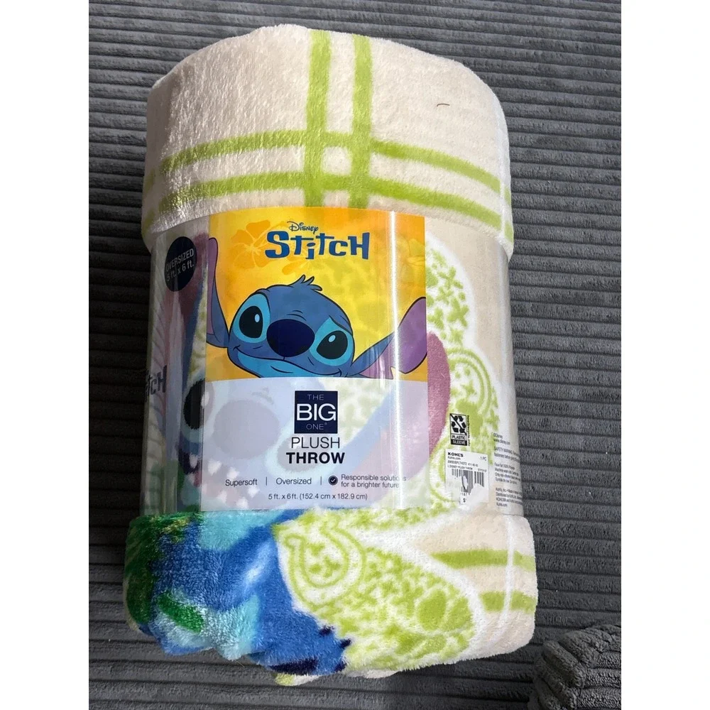 Disney Stitch St Patricks Day Plush Throw Blanket The Big One 60x72 Shamrock